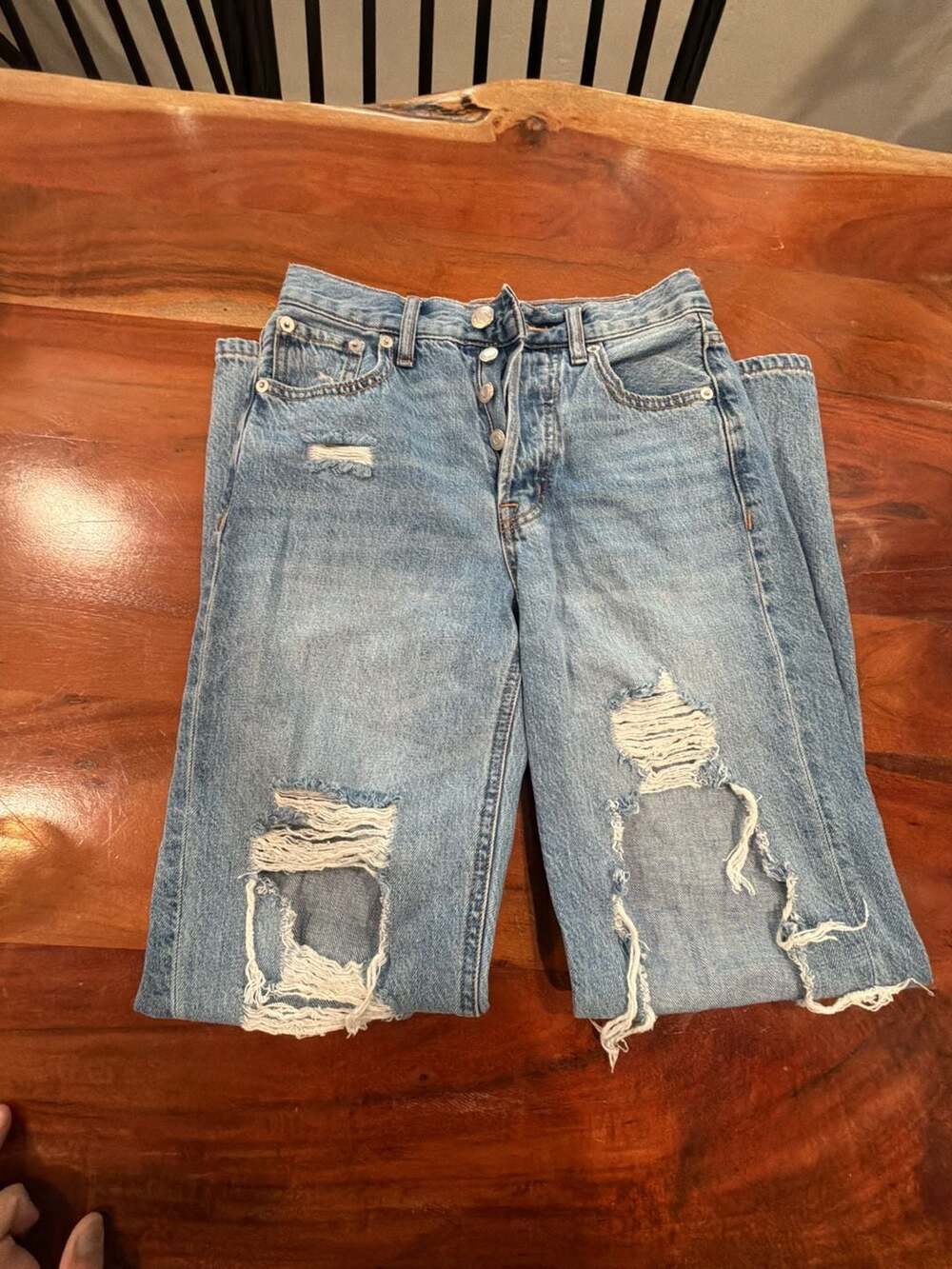 Aeropostale 90's Baggy Jeans Size 00 Light Wash Distressed